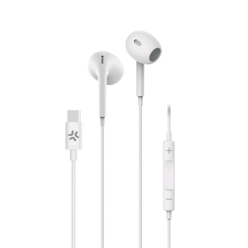 CELLY STEREO WIRED EARPHONES CUFFIE AURICOLARI USB-C CON MICROFONO A FILO CONTROLLO CHIAMATE E VOLUME/MUSICA BIANCO